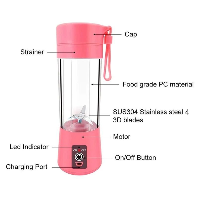 Blender Smoothie Maker Elektrisk Mini Bärbar Usb Uppladdningsbar