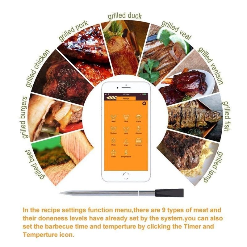 Cooking Meat Kitchen Bluetooth-kompatibel Termometer