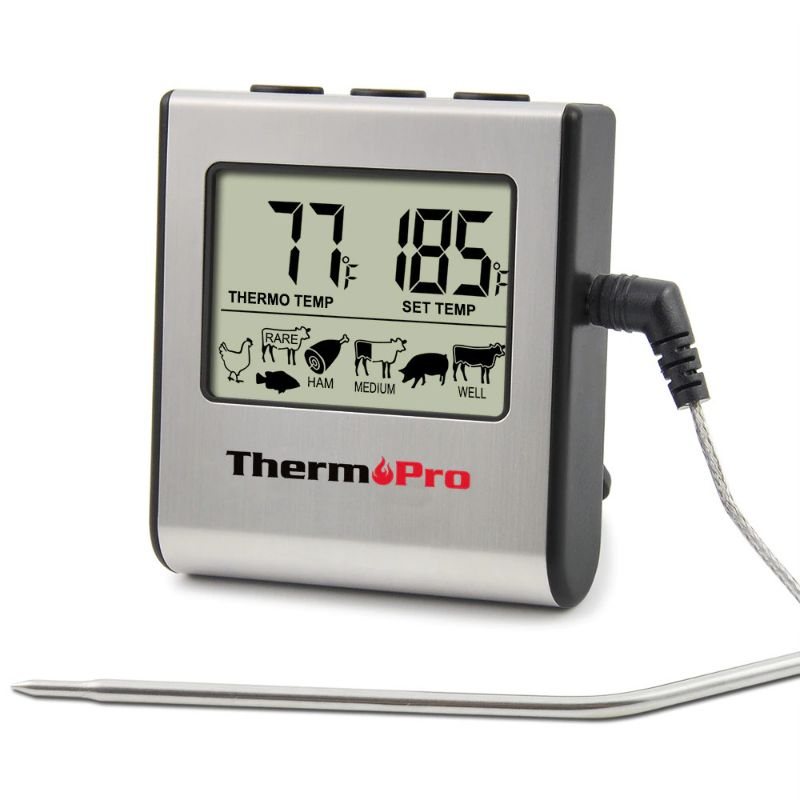 Digital Cooking Food Thermopro Lcd-klocktimer Med Rostfri Stålsond