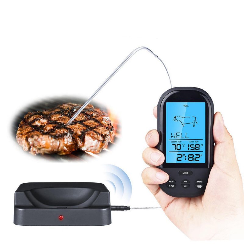 Digital Kött Bbq Termometer Trådlös Kök Ugn Mat Matlagning Bbq Grill Rök