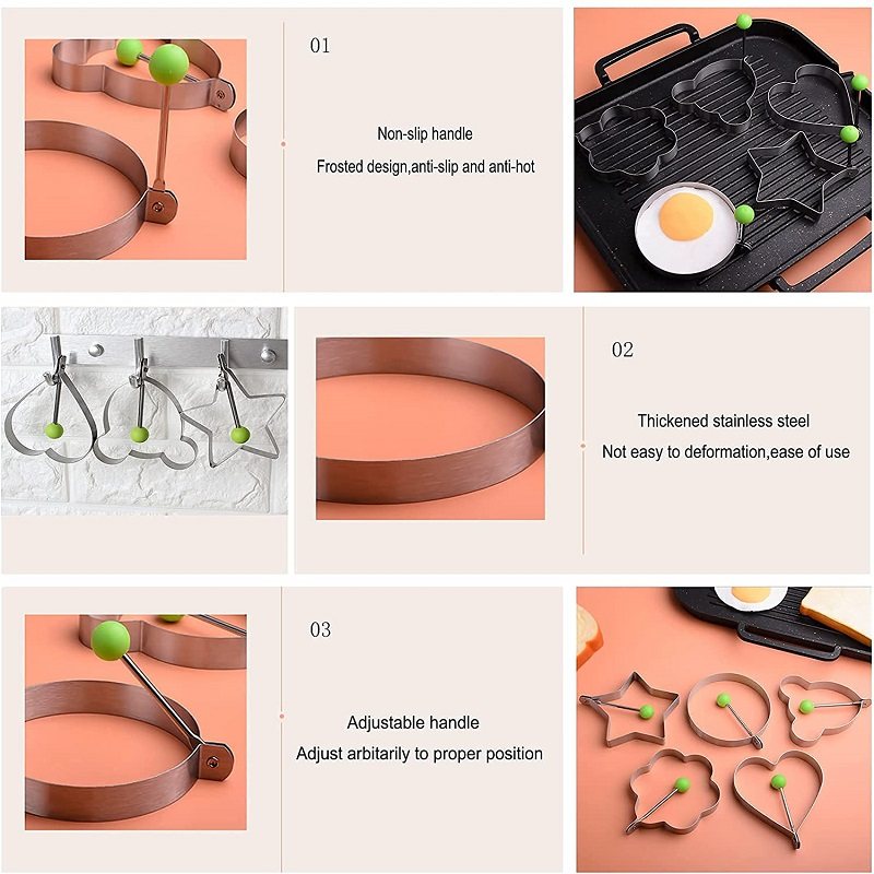 Egg Shaper Rostfritt Stål Pannkaka Gadget Ringar 5st