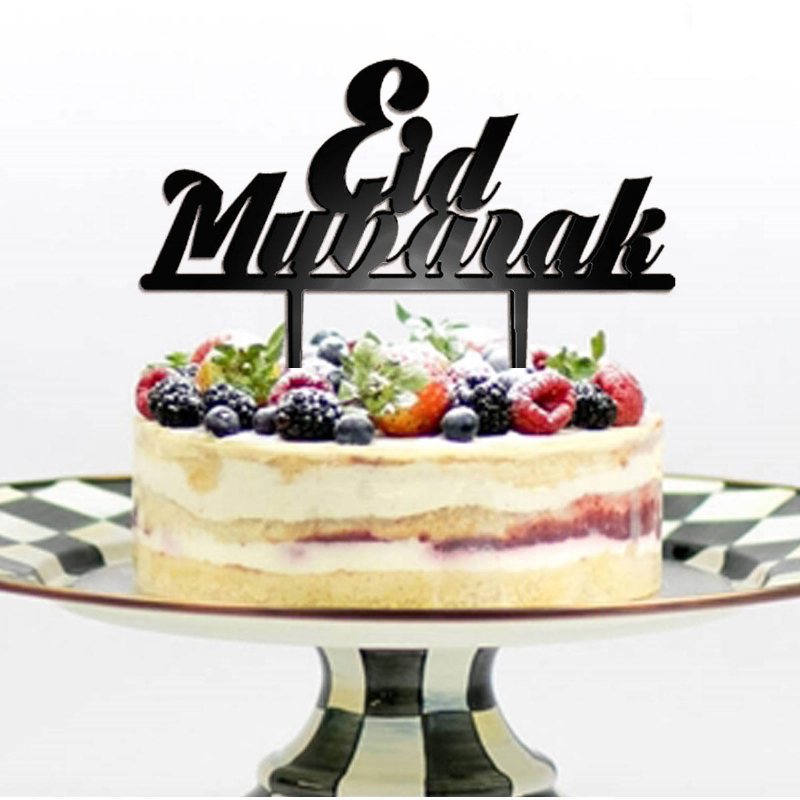 Eid Mubarak Ramadan Iftar Cake Topper Muslim Islam Hajj Tårtdekor Svart Guld Tårtdekorationer Tårtdekorationsset Bakning Tollar