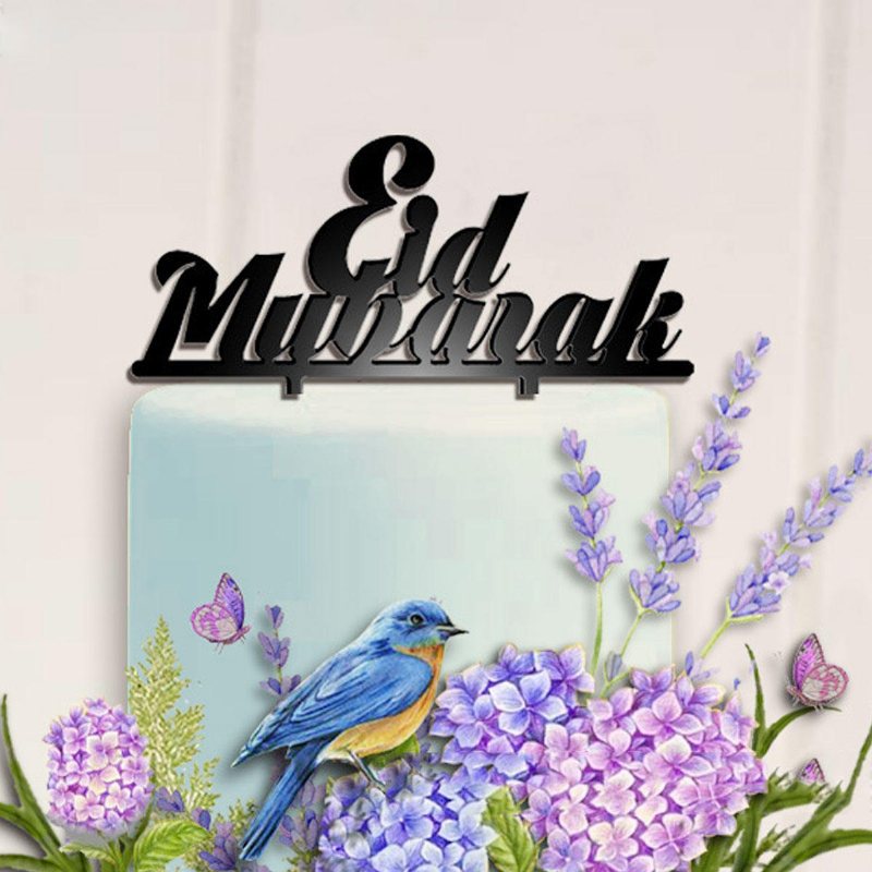 Eid Mubarak Ramadan Iftar Cake Topper Muslim Islam Hajj Tårtdekor Svart Guld Tårtdekorationer Tårtdekorationsset Bakning Tollar