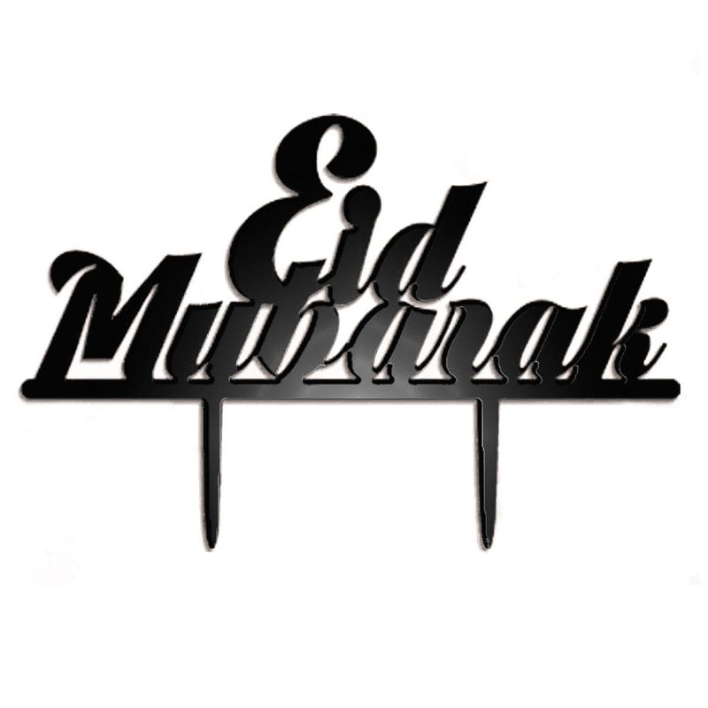 Eid Mubarak Ramadan Iftar Cake Topper Muslim Islam Hajj Tårtdekor Svart Guld Tårtdekorationer Tårtdekorationsset Bakning Tollar