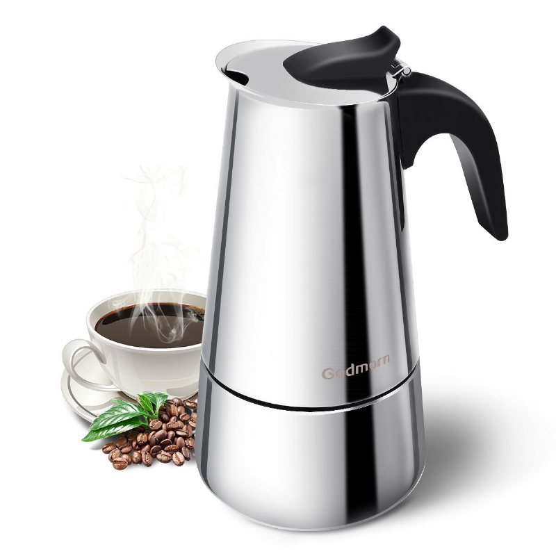 Godmorn Spishäll Espressobryggare Moka Pot 450ml/15oz/9 Kopp Klassisk Café Perkolator Rostfritt Stål Lämplig För Induktionsspisar