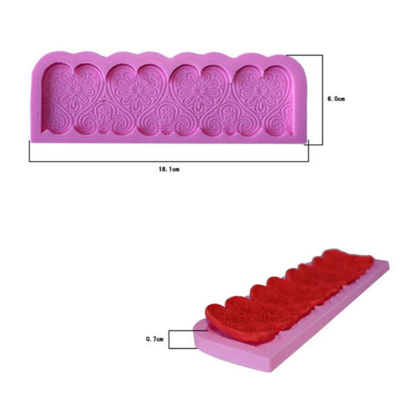 Hjärtform Silikonfondant Spetsform Tårtdekoreringsform