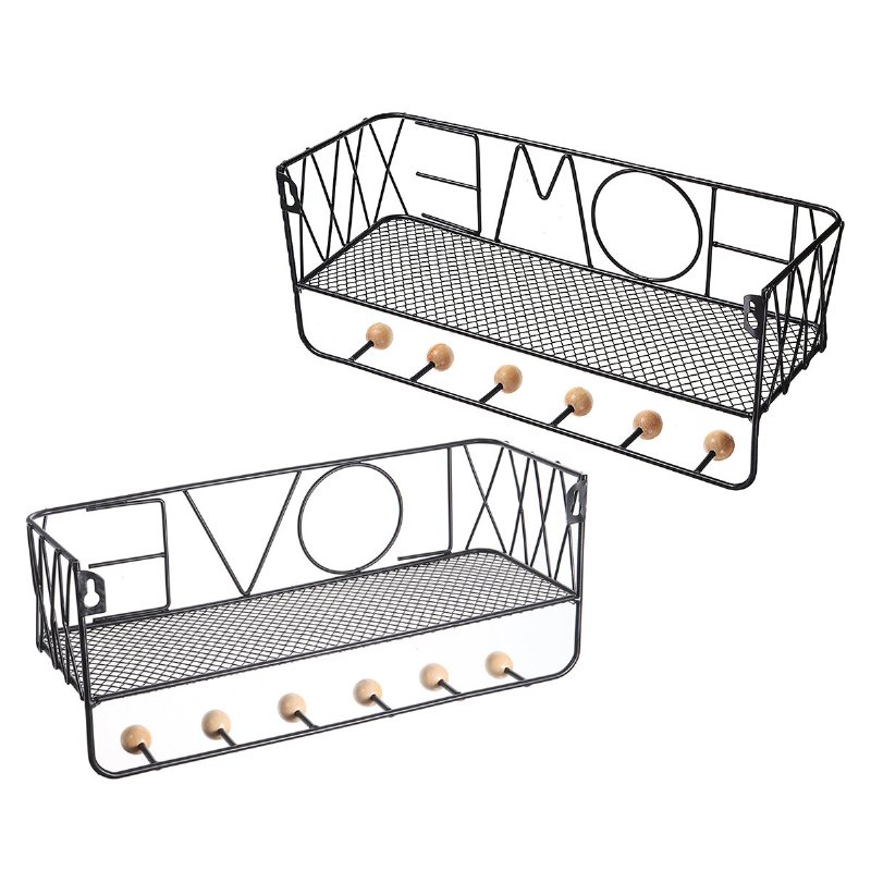 Järn Väggmontering Hylla Krok Förvaringsställ Hängande Avsatshållare Heminredning