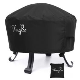 Kingso Outdoor Fire Pit Cover Rund 26" Vattentät 600d Heavy Duty Patio Bowl Med Spännen Dragsnöre Stängning & 2 Luftventiler Tjock Pvc Coat