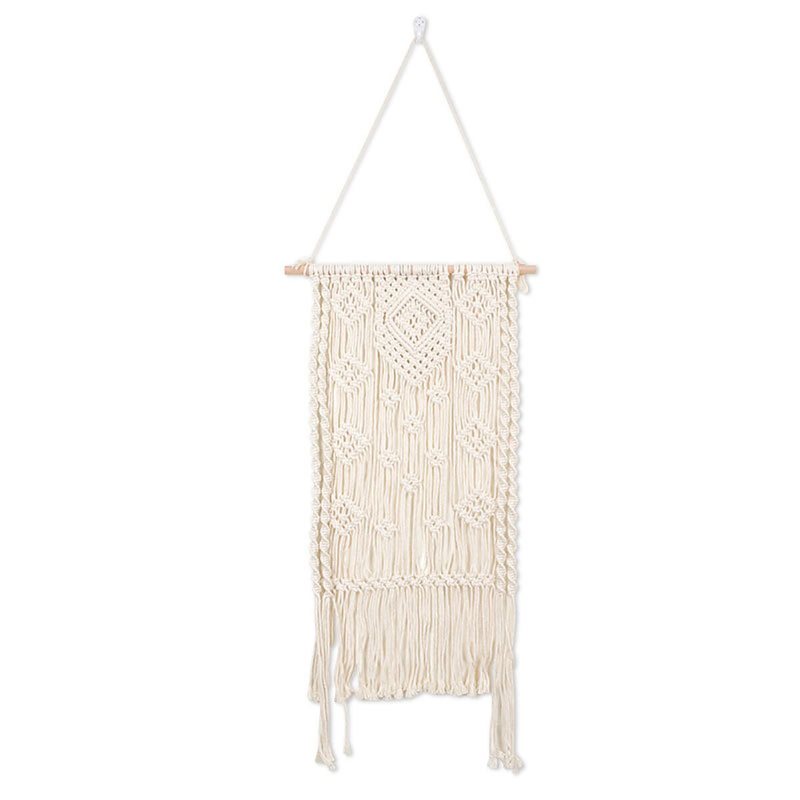 Macrame Plant Hanger Basket Handvävd Gobeläng Trä Kruka Hylla Rumsdekoration