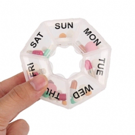 Medicin Pill Box 7 Days Mini Round Portable