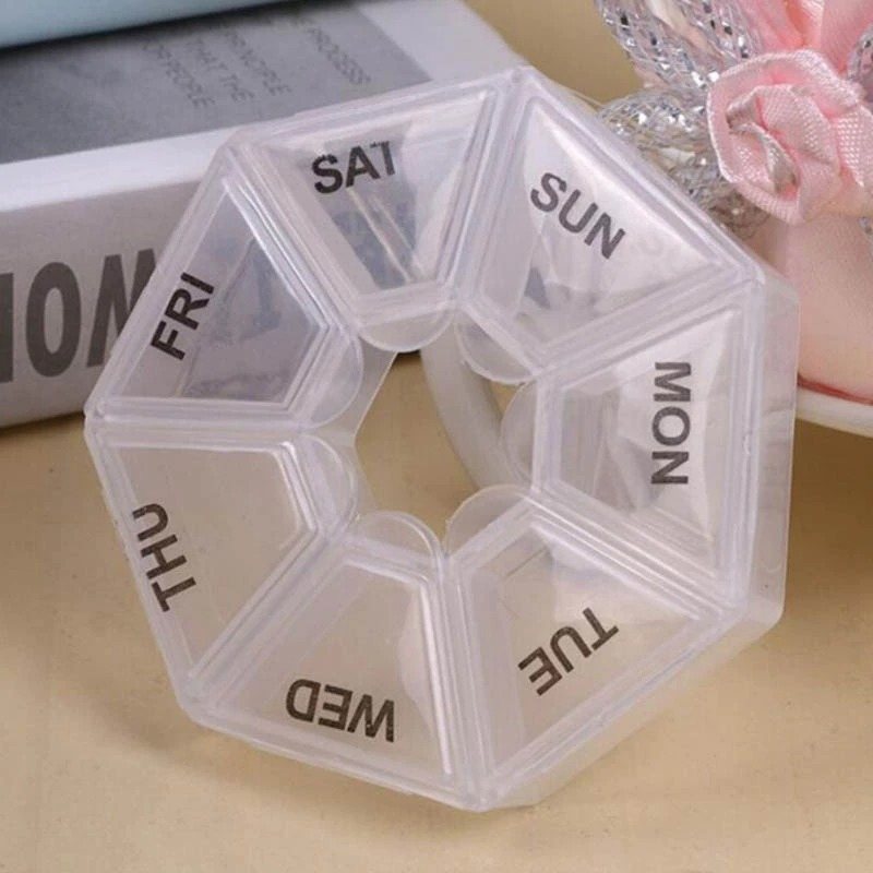 Medicin Pill Box 7 Days Mini Round Portable