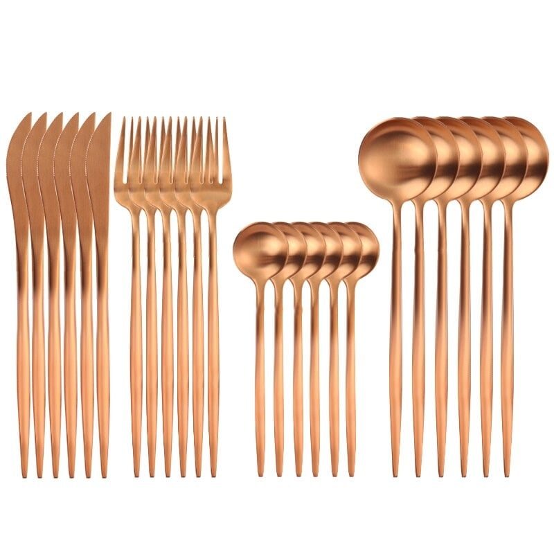 Middagsset Servis Kniv Gaffel Sked Bestickset – Rose Gold