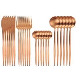 Middagsset Servis Kniv Gaffel Sked Bestickset – Rose Gold