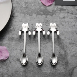 Miuk 304 Kaffesked I Rostfritt Stål Creative Kitty Hook Smutssäker Kaffetesked