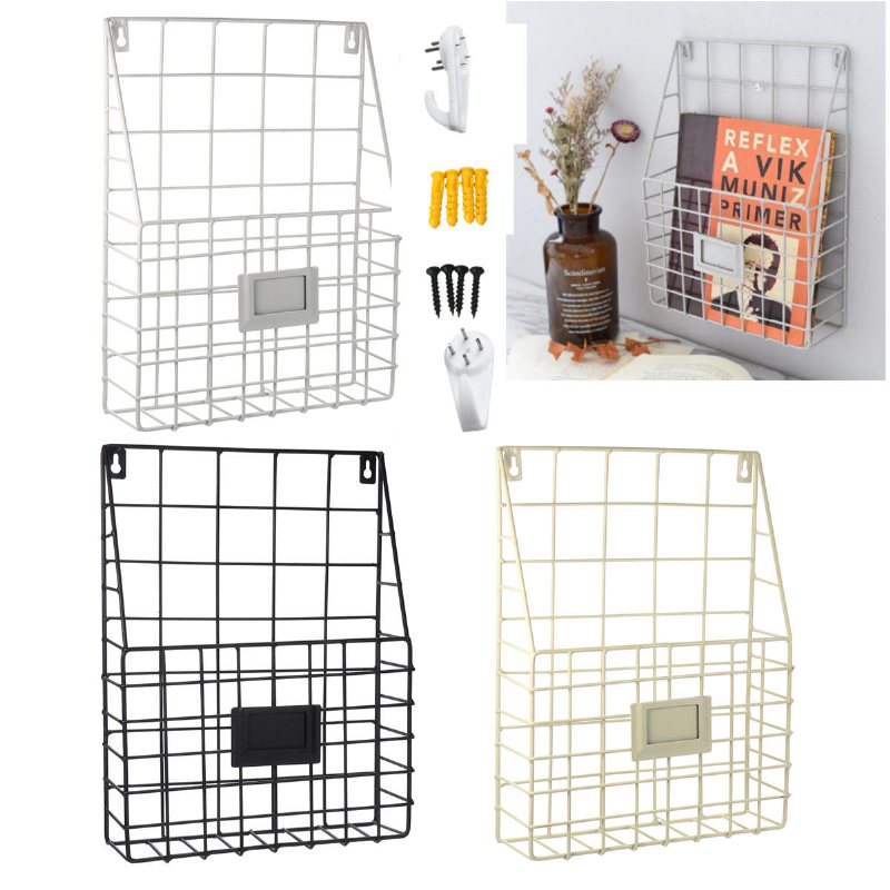 Modern Wire Storage Baskets Magazine Tidning Väggmonterad Post Rack Organizer Hylla