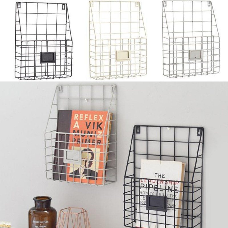 Modern Wire Storage Baskets Magazine Tidning Väggmonterad Post Rack Organizer Hylla