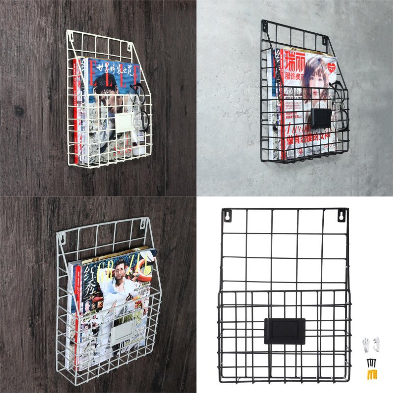 Modern Wire Storage Baskets Magazine Tidning Väggmonterad Post Rack Organizer Hylla