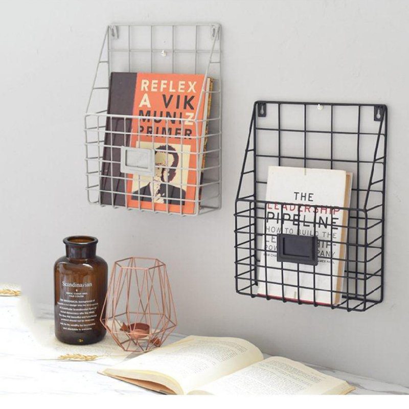 Modern Wire Storage Baskets Magazine Tidning Väggmonterad Post Rack Organizer Hylla