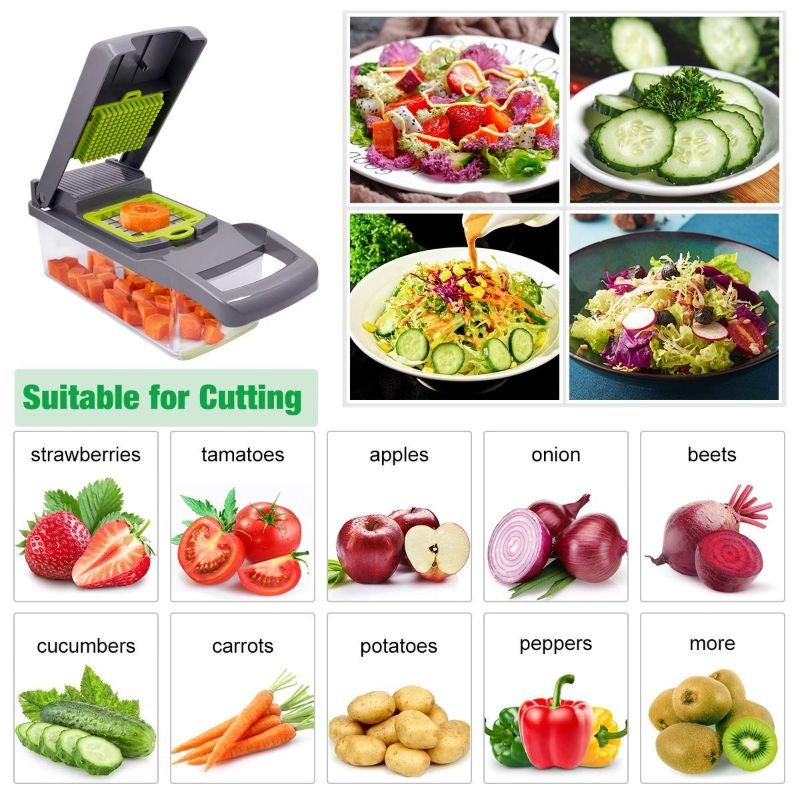 Multifunktionell Veggie Chopper Cutter Lök Dicer Matskärare