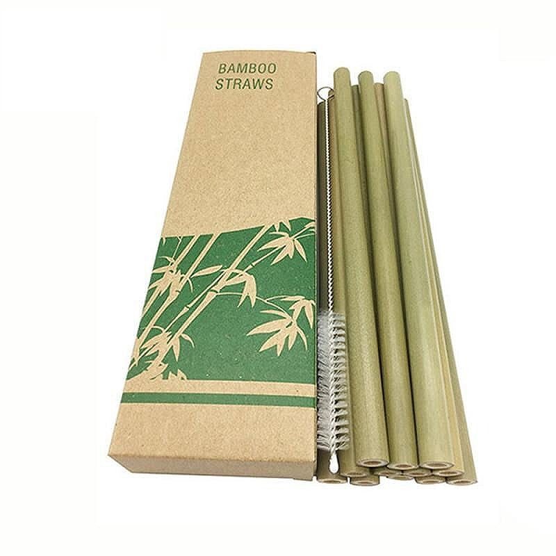 Naturliga Bambu Sugrör 10 St Set