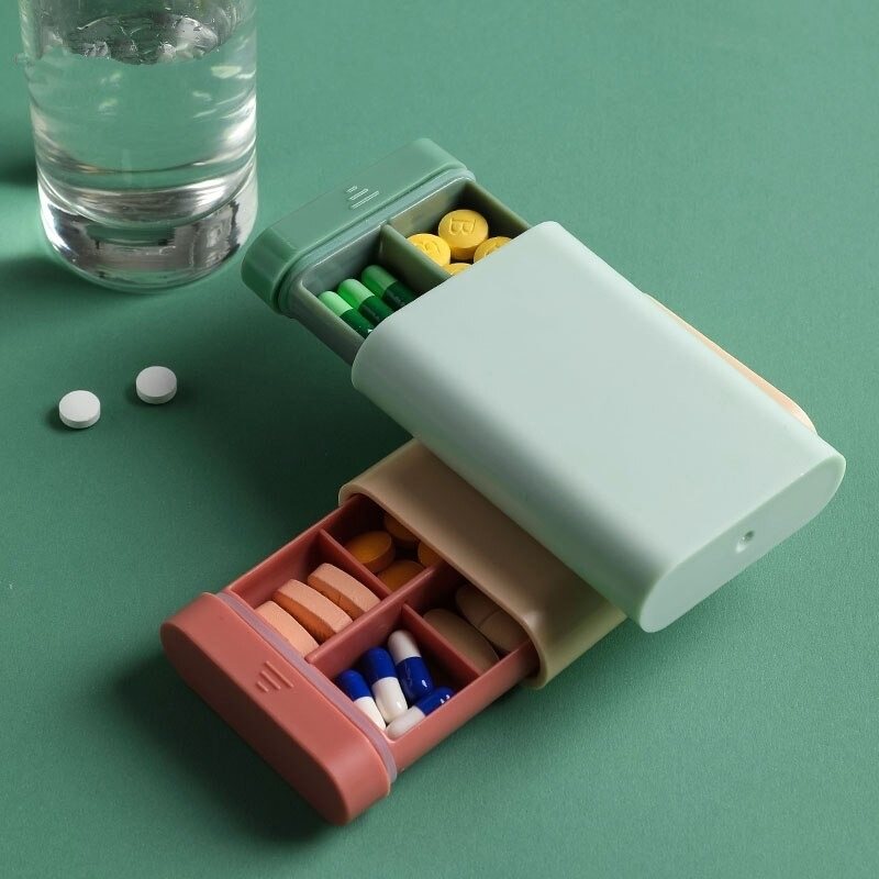 Pill Box Bärbar 6 Grid Travel Box Container