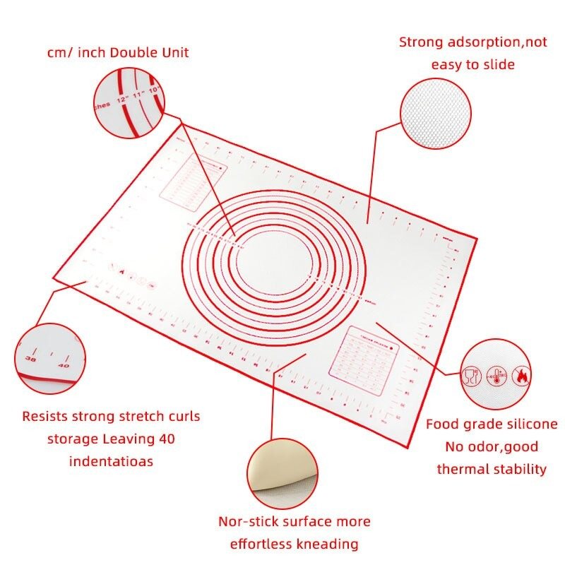 Pizzaknådningsdegsmatta Silikonbakmatta