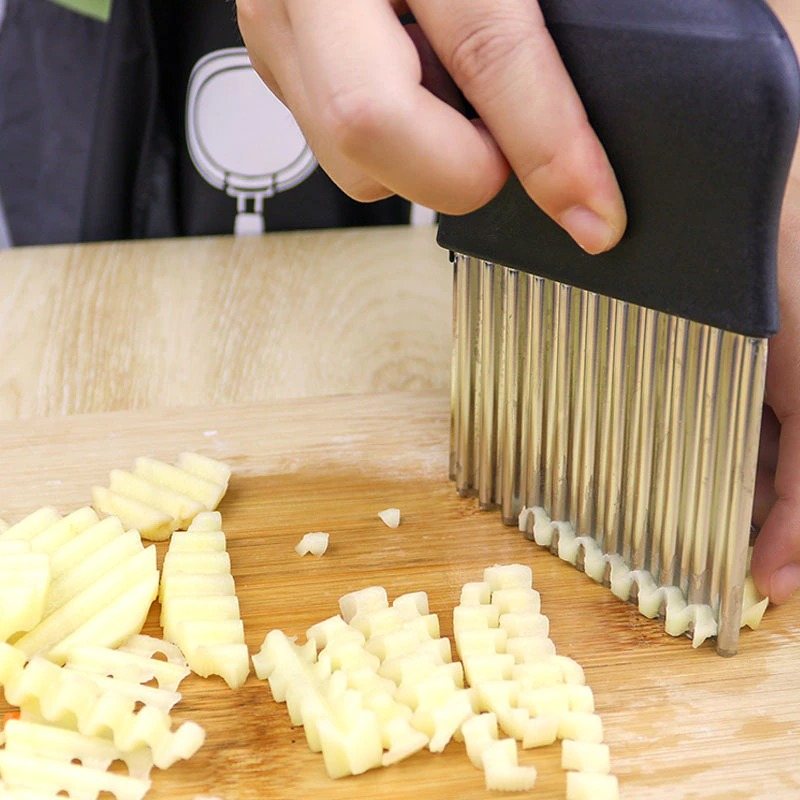 Potatisskivare I Rostfritt Stål Deg Grönsaksfrukt Crinkle Vågskivare