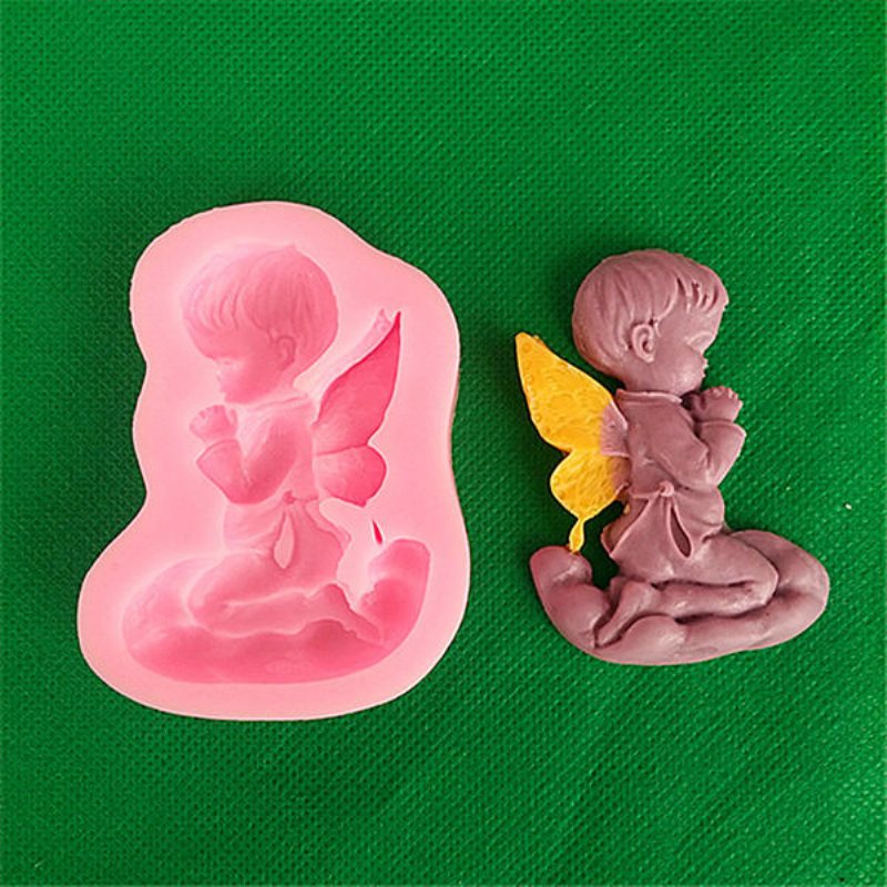 Prayed Boy Angel Silikonfondant Tårtform Tvål Chokladform