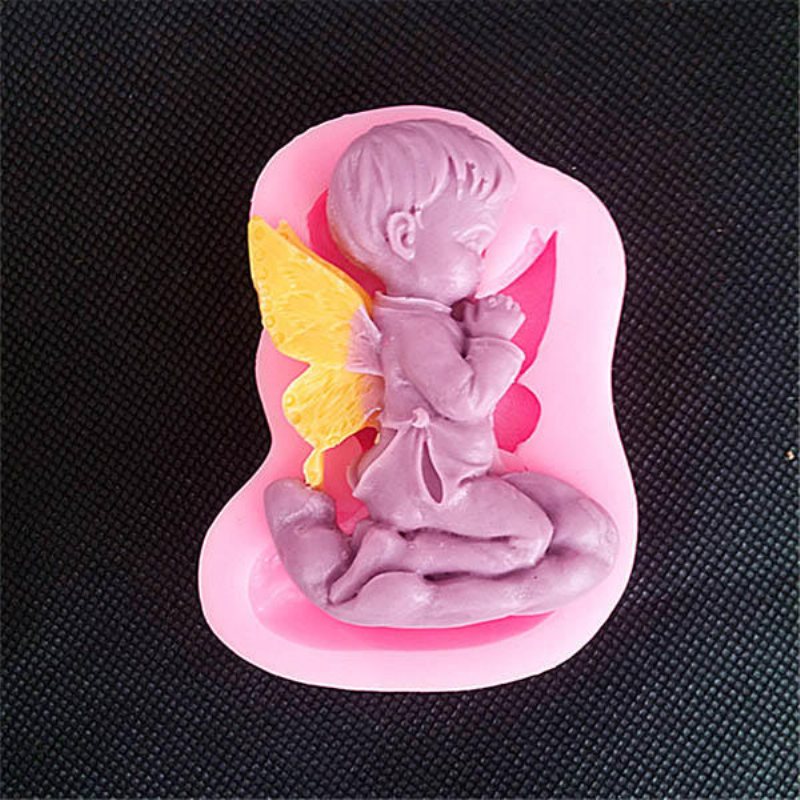 Prayed Boy Angel Silikonfondant Tårtform Tvål Chokladform