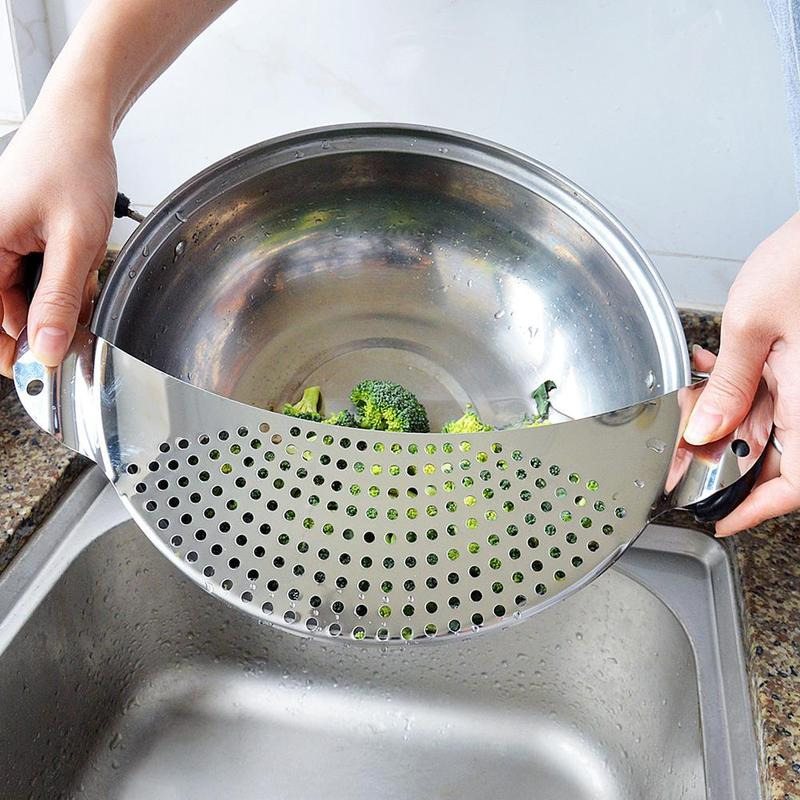 Sil Stål Baffel Avlopp Pasta Spaghetti Tvätta Grönsaker Dräneringsverktyg