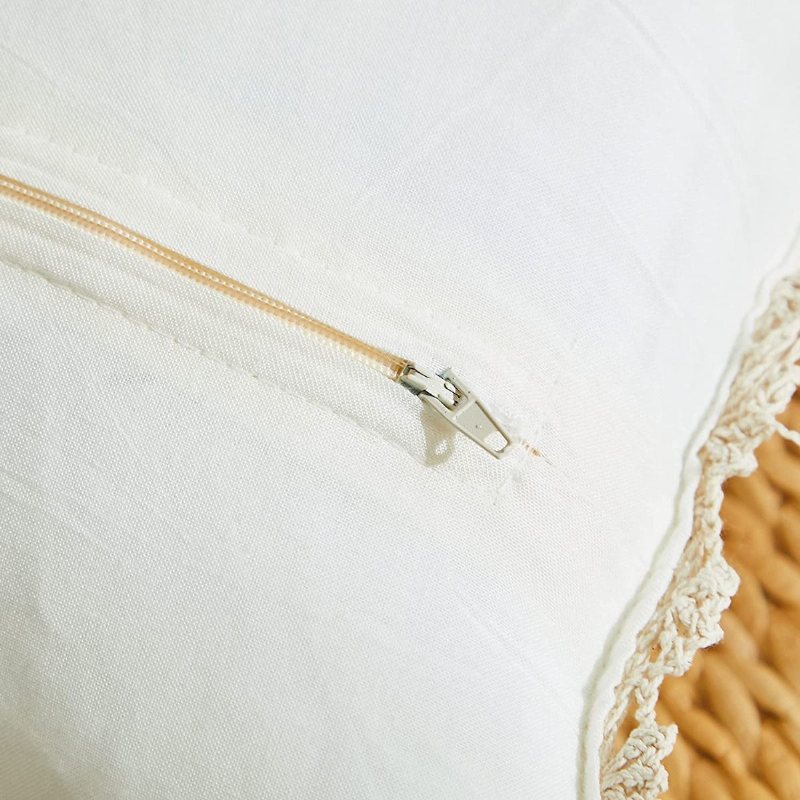 1 St Handgjorda Beige Virkad Spets Kuddfodral Dekorativt Fennco-stil Creative Linens Kuddfodral18x18 Tum