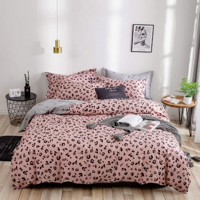 100 % Bomull 3 St Modern Design Leopard Sängkläder Set Djurprickar Tryckt Påslakan Set För Pojkar Tonåringar Flickor Barn