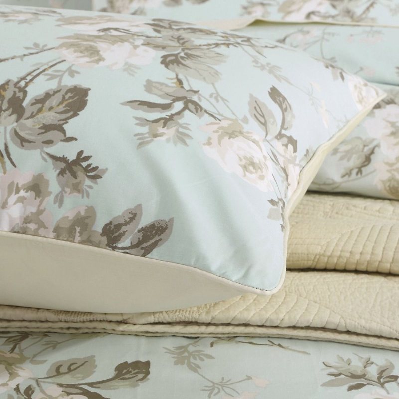 100% Bomull Chinoiserie Peony Blossom Sängkläder Set 3st Lyxigt Mintgrönt Blommigt Påslakanset