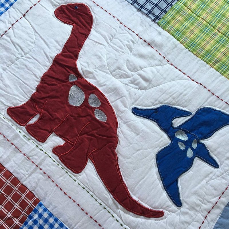 100% Bomull Dinosaur Patchwork Quilt Set För Pojkar Barn Överkast Twin