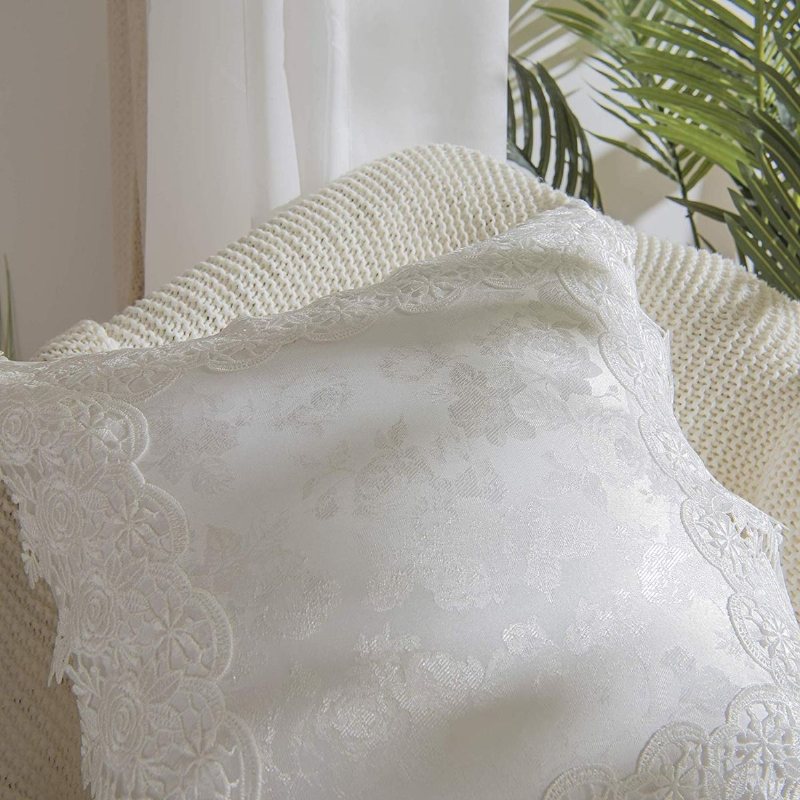 2 St Hållbara Blommor Spetsmönster Kuddfodral Jacquard Satin Dekorativa För Soffa