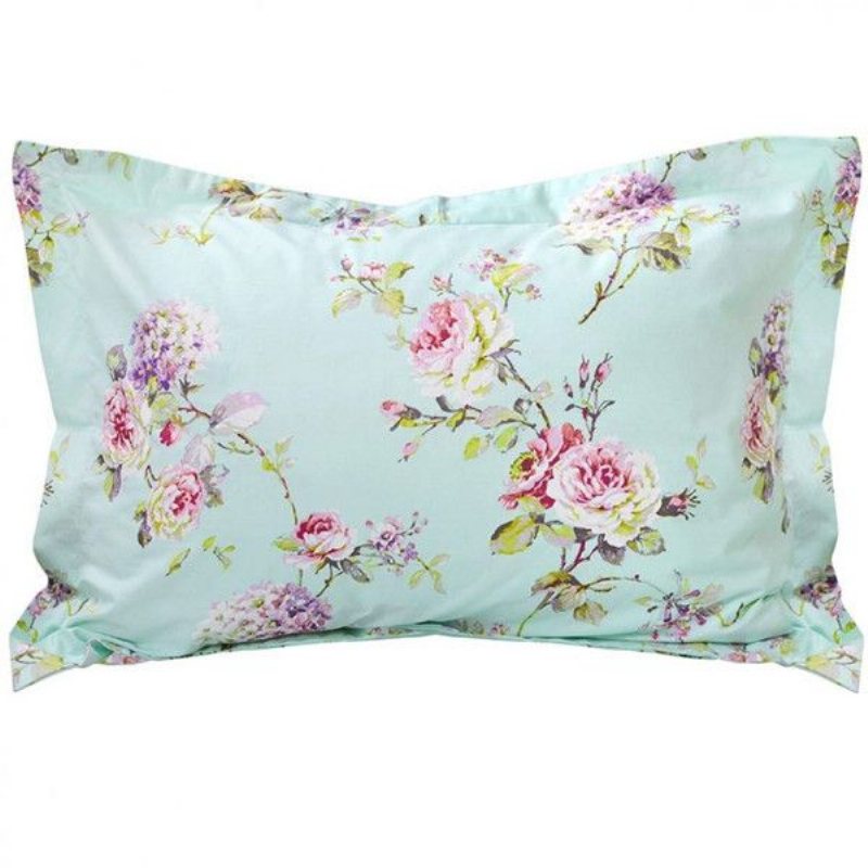 2st Farmhouse Shabby Hortensia Och Rose Blommig Tryckta Kudd Shams Örngott