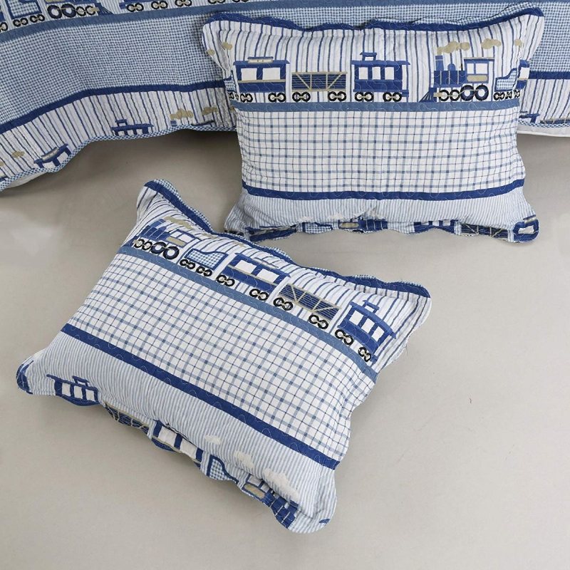 3 Delar Barntäcken Set Tåg Tema Pojkar Queen Quilt Säng Set