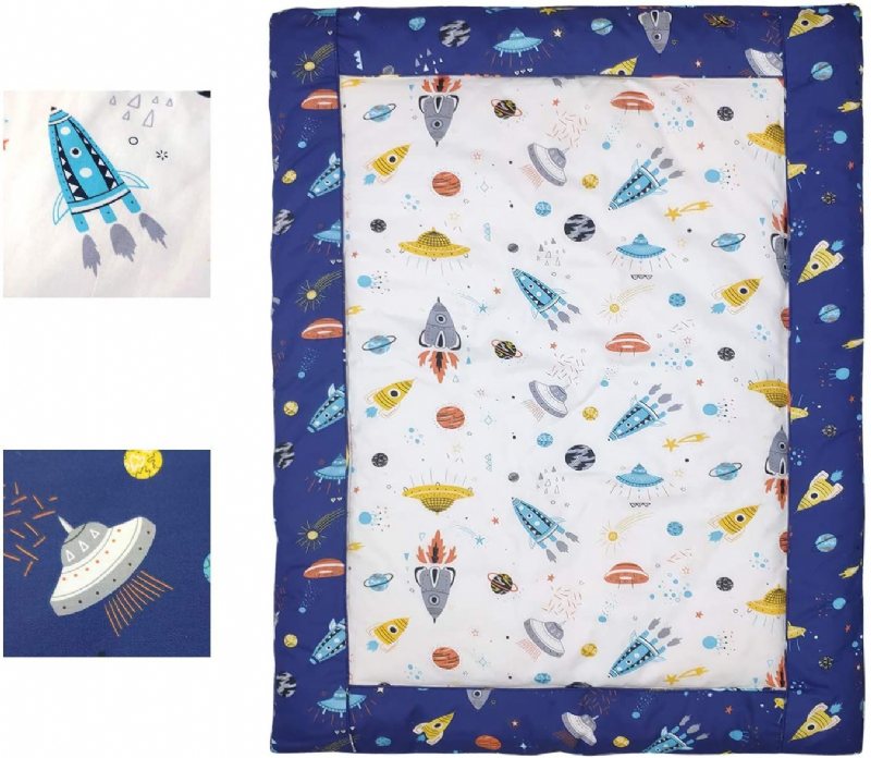 3 St Baby Boy's Outer Space Spjälsäng Sängset Rocket Planet Astronaut Pattern Nursery Sängkläder Set