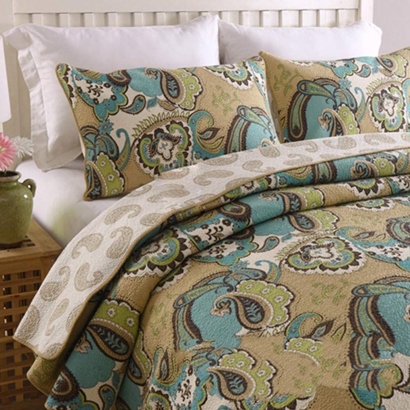 3 St Europeiskt Vackert Virvelmönster Med Blommönster Täcke Set Queen Size Bomull Sängöverkast Quilt Set