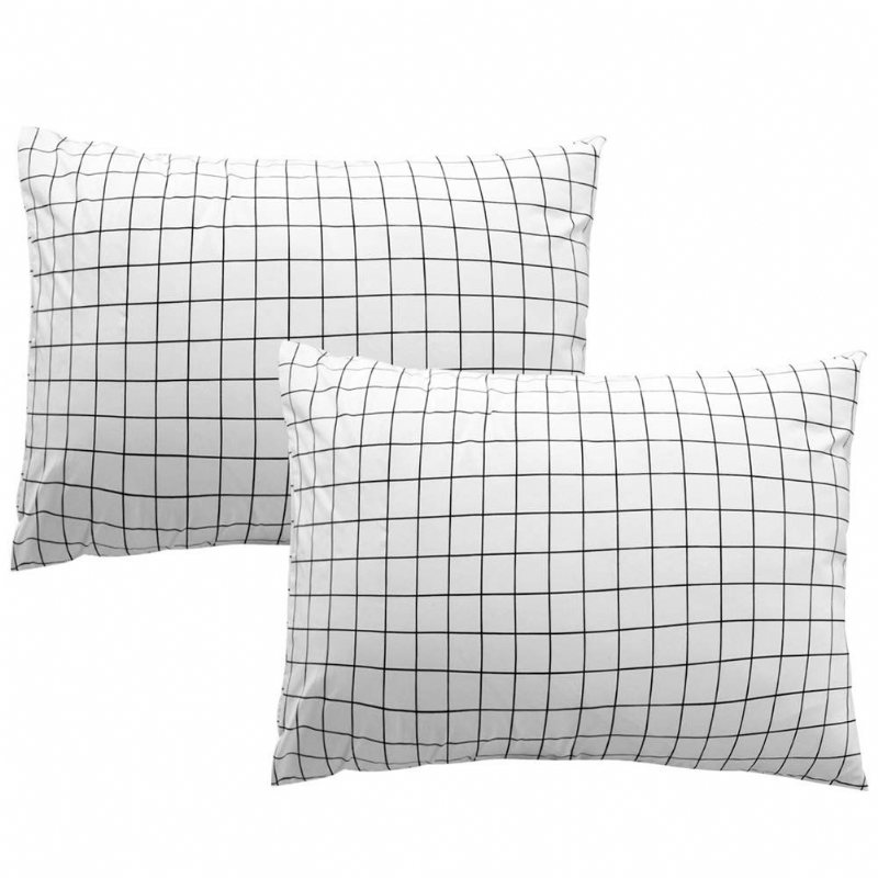 3 St Queen Size Modern Vit Grid Design Påslakan Set Borstad Microfiber Sängkläder