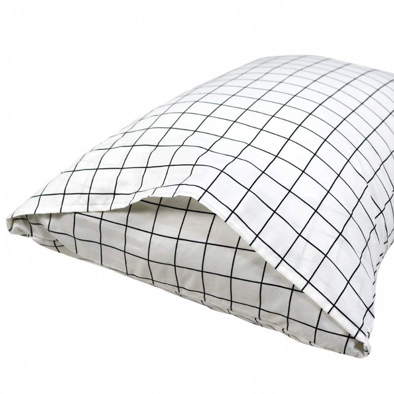 3 St Queen Size Modern Vit Grid Design Påslakan Set Borstad Microfiber Sängkläder