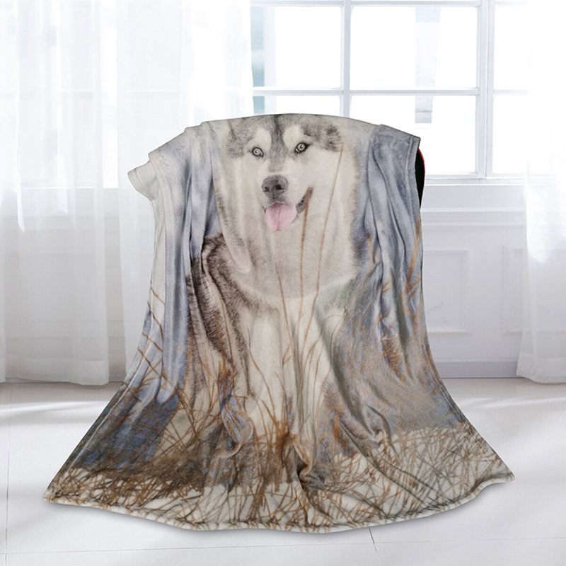 3d Print Husky Filt Soffa Quilt Modeöverdrag Rese Barn Sängkläder Sammet Plysch Throw Fleece