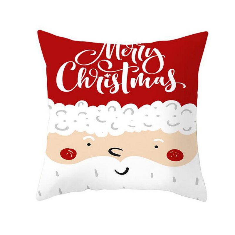 45 X 45 cm Merry Christmas Kuddfodral Polyester Jultomten Älgmönster Dekorativt