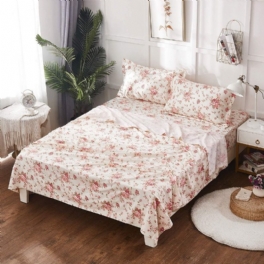 4st Shabby Floral Lakan Set 100% Bomull Farmhouse Sängkläder Set Rose Djupa Fickor 18 Tum