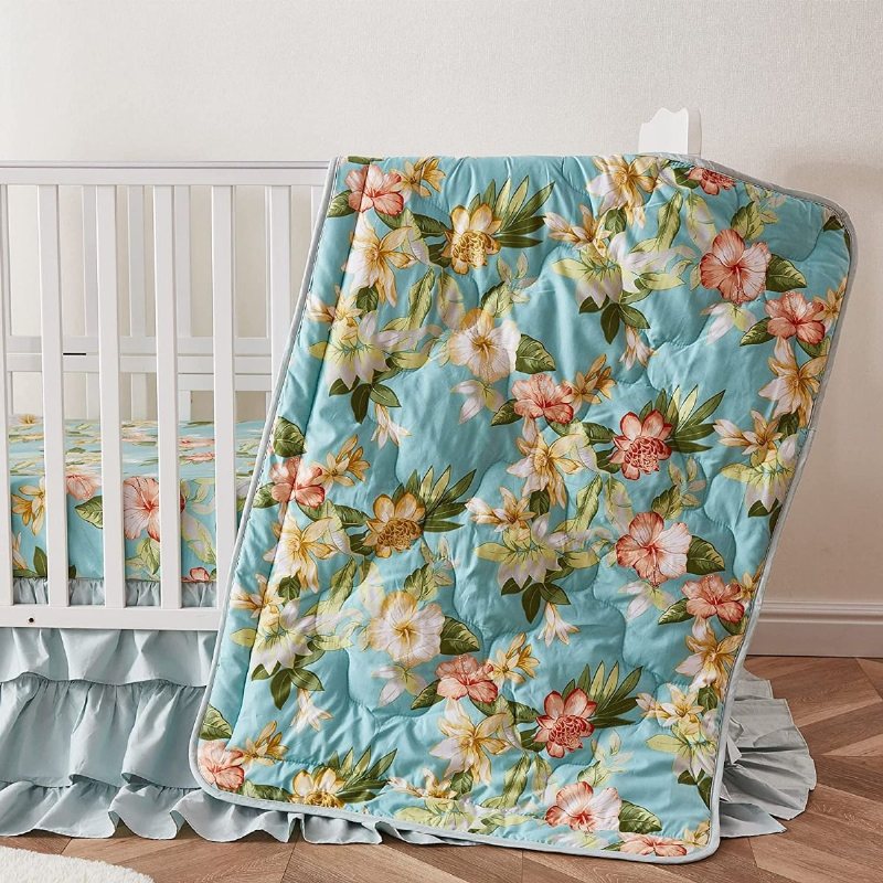 Amerika Country Style Blossom Floral Nursery Sängkläder Set 100% 800tc Egyptisk Bomull Baby Girl's Watercolor Crib Set