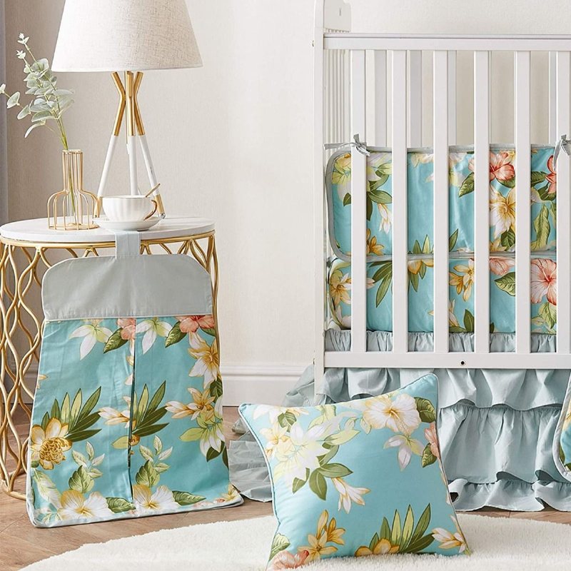 Amerika Country Style Blossom Floral Nursery Sängkläder Set 100% 800tc Egyptisk Bomull Baby Girl's Watercolor Crib Set