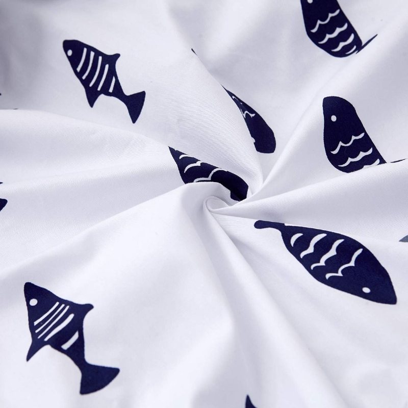 Baby Boys Crib Sängkläder Set Nautical Shark Fish Tryckt Nursery Set Marinvit