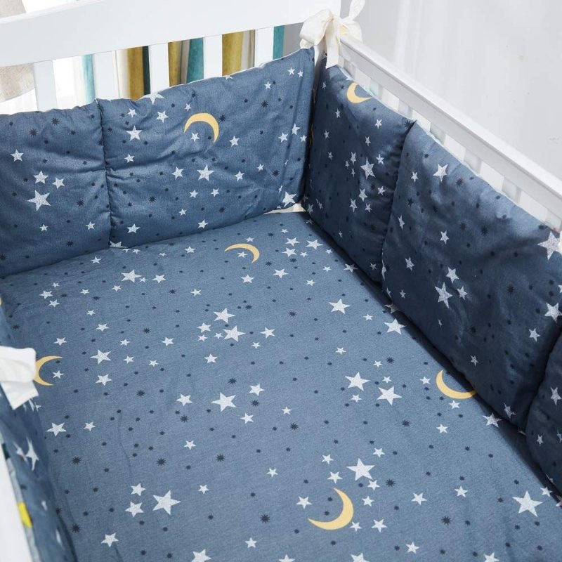 Baby Boy's Outer Space Spjälsäng Sängset 100 % Bomull Galaxy Sängkläder Grå Astronaut Nursery Set