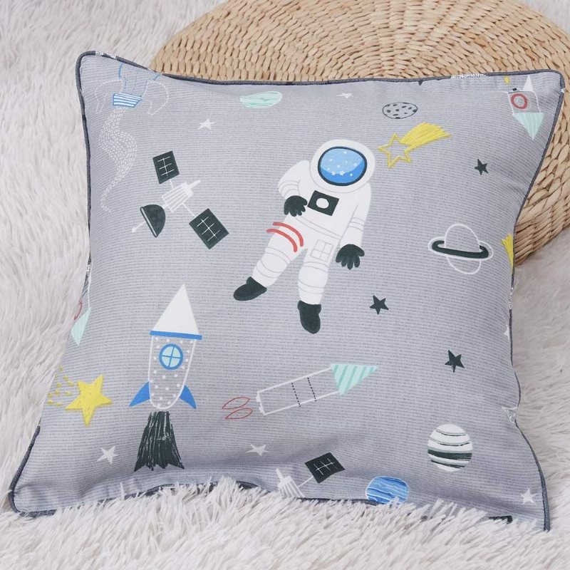 Baby Boy's Outer Space Spjälsäng Sängset 100 % Bomull Galaxy Sängkläder Grå Astronaut Nursery Set