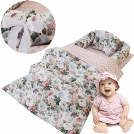 Baby Girl's Nest Bed Farmhouse Rose Blommig Nyfödd Lounger Spädbarn Småbarn Portable Crib Bed